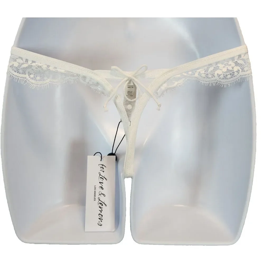 For Love & Lemons Women`s Thong String Panty Size XXS White Lace Sexy Bride NWT - Picture 2 of 5